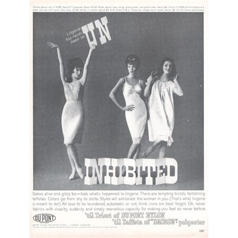 Dupont Art 961 Uninhibited Lingerie Dupont Tricot And Dacron Vintage Print Ad Photo 6s