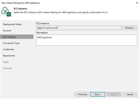 Step Specify Veeam Backup For Aws Appliance Veeam Backup For Aws Guide