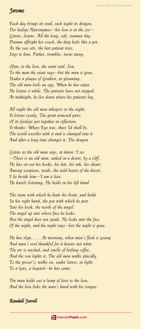 Jerome Poem By Randall Jarrell