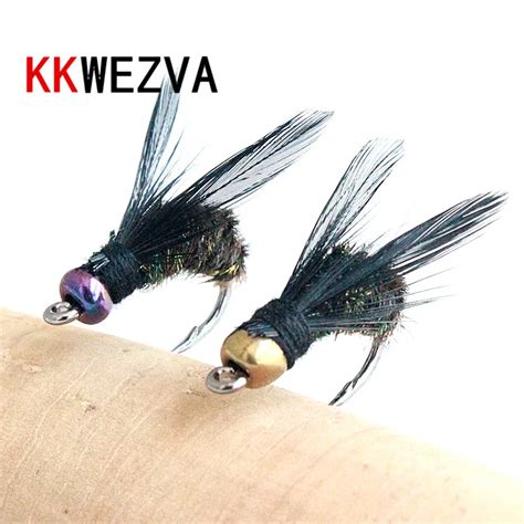 Kkwezva Pcs Fishing Lure Black Hooks Peacock Feather Material