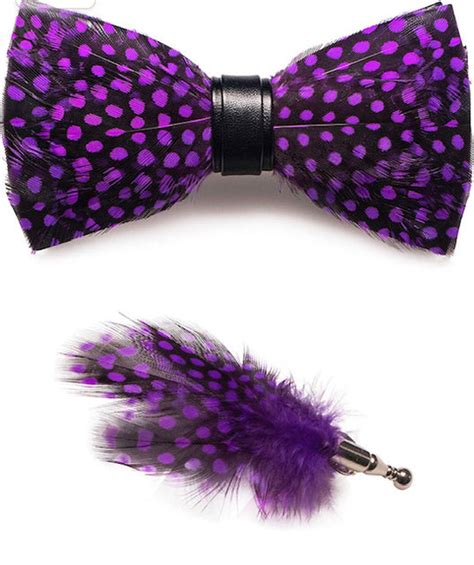 Handmade Feather Pre Tied Bow Tie And Lapel Pin Set Dmitry Ties