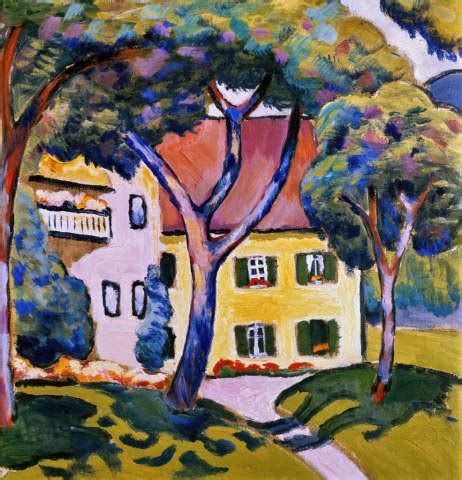 August Macke Haus In Einer Landschaft Kunstdruck Leinwandbild Glasbild