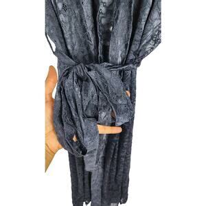 Olga Intimates Sleepwear Vintage S Olga Black Maxi Sheer Lace Kimono Sleeve Lingerie