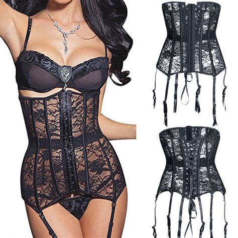 Sexy Bustier Underbust Corset Lace Up Women Boned Top Steampunk Basque Lingerie EBay