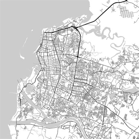 Makassar South Sulawesi Downtown City Map Light Hebstreits South