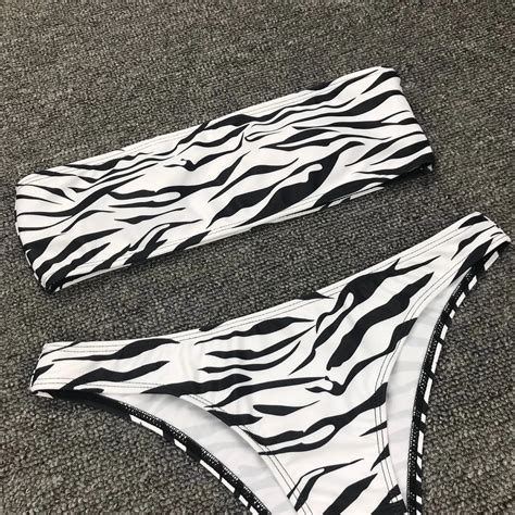 Sexy Zebra Bikinis 2020 Micro Bikini Set Push Up Thong Biquini High Cut Swimwear Strapless