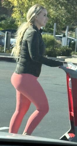 Gorgeous Blonde Milf With A Massive Plump Ass In Pinkish Leggings Spandex Leggings Yoga
