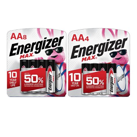 Energizer Max Aa 8 Pack And Aa 4 Pack Battery Bundle Hd Enrbatt12