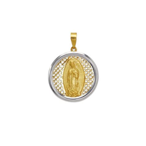 Lady Of Guadalupe Pendant 14k Solid Two Tone Gold Virgin Mary Etsy In