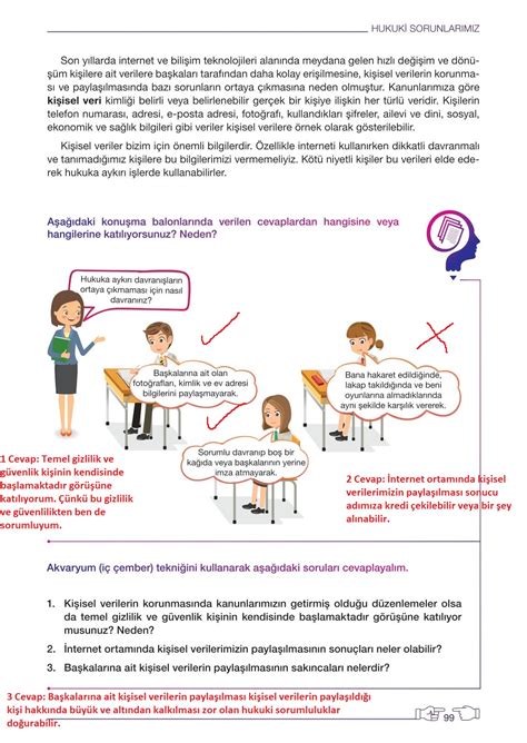 6 Sınıf Hukuk ve Adalet Meb Yayınları Sayfa 99 Cevapları