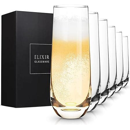 Amazon Set Of 10 Classic Flute Champagne Stemless Glasses 10