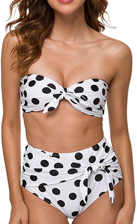 Bandeau High Waisted Strapless Two Piece Bikini WF Shopping