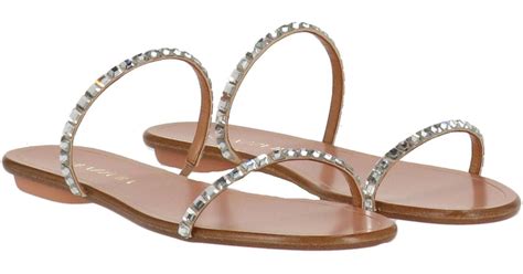 Aquazzura Minimalist Italian Nude Flip Flops In Metallic Lyst