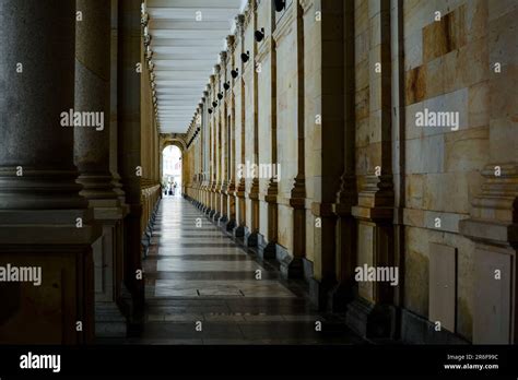 Long Corridor Between Many Columns In Mill Colonnade Day Shoot It Is