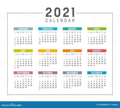 2021 Calendar Abstract Contemporary Art Vector Set Desk Screen