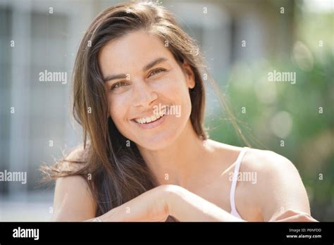 Portrait Of Attractive Year Old Brunette Woman Stock Photo Alamy