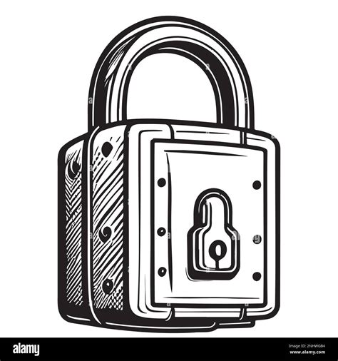 Padlock Vintage Barn Hand Drawn Sketch Illustration Stock Vector Image