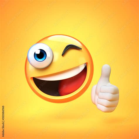 Thumb Up Emoji Isolated On White Background Emoticon Giving Likes 3d Rendering Stock