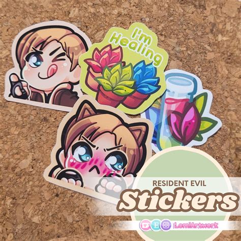 Resident Evil Stickers Leon S Kennedy Healing Herbs Cute Chibi
