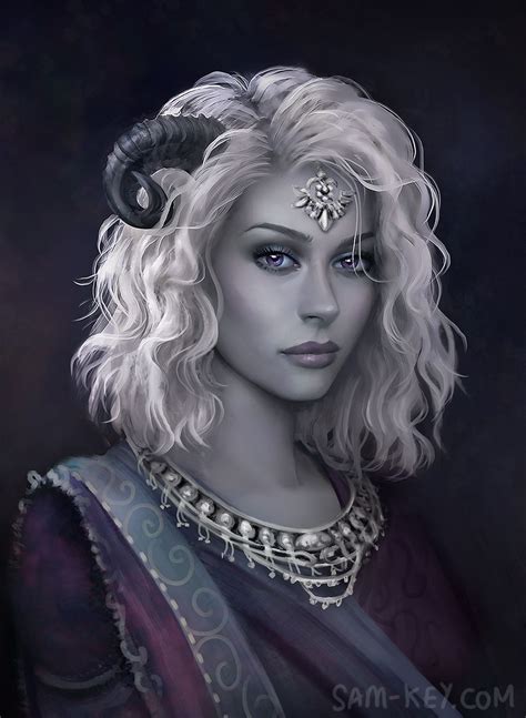 Silver Tiefling By Samanthajoanneart On Deviantart Tiefling Female