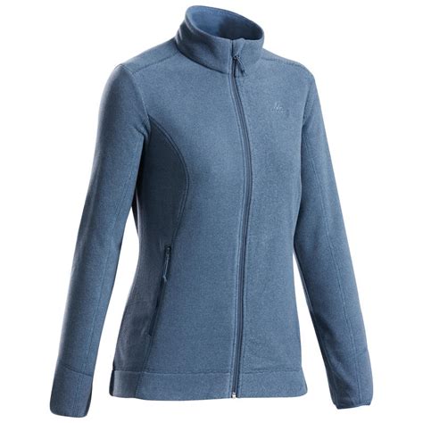 Womens Mountain Walking Fleece Jacket Mh120 Blue Grey Decathlon