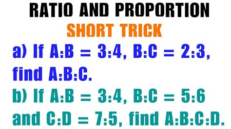 Ratio And Proportion Shortcut Trick Ratio And Proportion Youtube