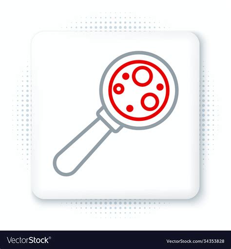 Line Microorganisms Under Magnifier Icon Isolated Vector Image