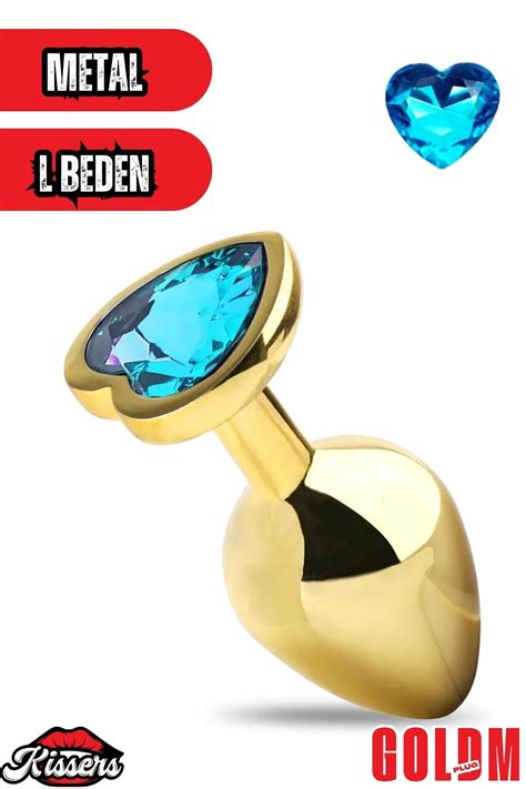 Kissers Paslanmaz Çelik Gold Kalpli Mücevher Çıkarılabilir Taşlı Cm Lüks Anal Plug Ve Tıkaç