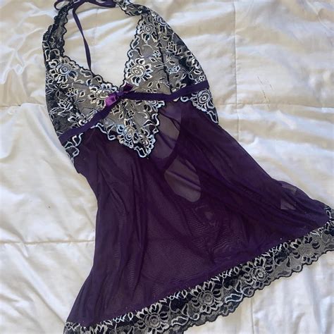 Sexy Vampire Gothic Purple And Black Lingerie Dress Depop