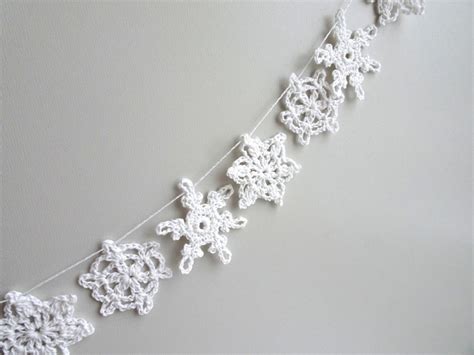 Snowflakes Garland Crochet Christmas Garland Christmas Decorations ...