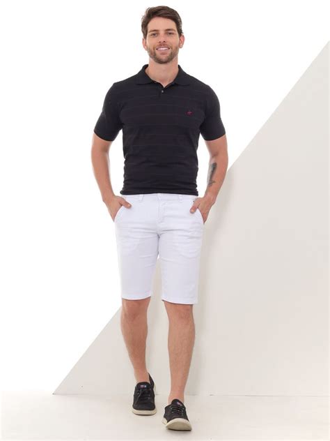 Bermuda Masculina De Sarja Esporte Fino Branca Pthirillo Jeans