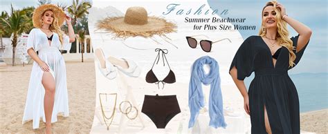 In Voland Womens Plus Size Swimsuit Cover Up Deep V Neck Bathing Suit Swimwear Bikini Coverup