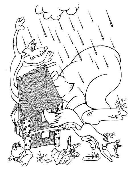 Раскраска Теремок 16 - Бесплатнo Pаспечатать или Cкачать Oнлайн