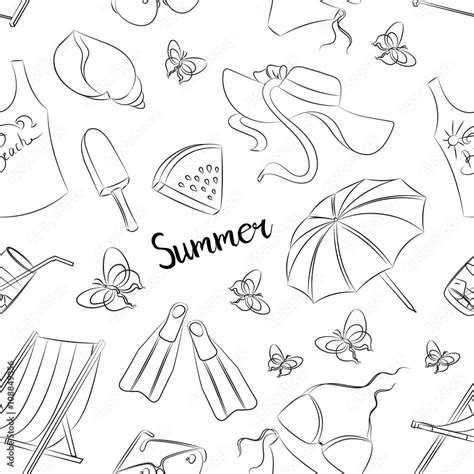 Pattern Of Summer Symbols Stock Vector Adobe Stock