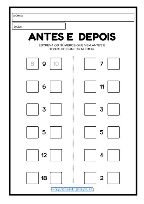 Atividade De Matematica Antes E Depois - Atividade de Matemática Antes e Depois para 1º Ano – Imprimir e Usar ...