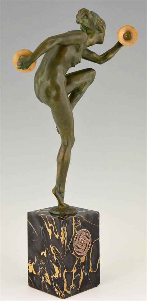 Art Deco Bronze Sculpture Nude Cymbal Dancer Deconamic