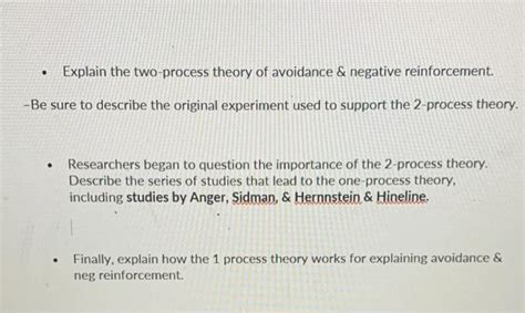 Solved • Explain The Two Process Theory Of Avoidance And