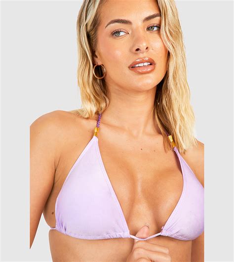 Buy Boohoo Rope Detail Padded Triangle Bikini Set In Purple Thstreet Saudi Arabia