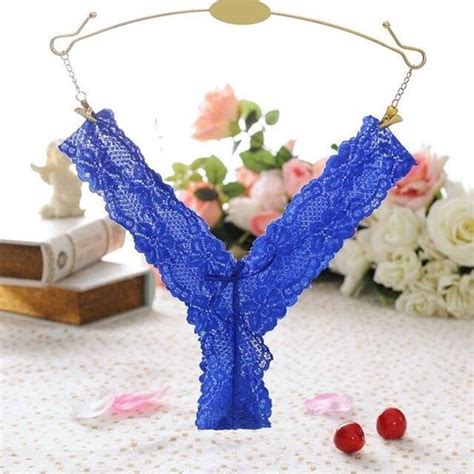 Culotte Sexy en dentelle pour femmes sous vêtement String noir t back Lingerie Blue Blue