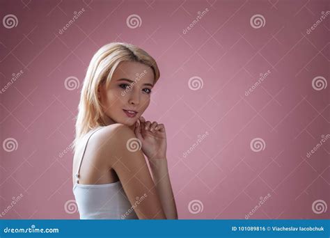 Shy Model Looking Straight At Camera Stock Photo Image Of Brunette Inside