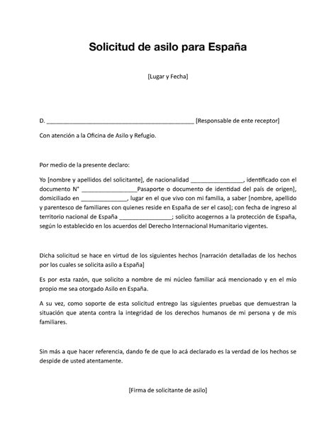 Modelo solicitud de asilo Españapdf Solicitud de asilo para España