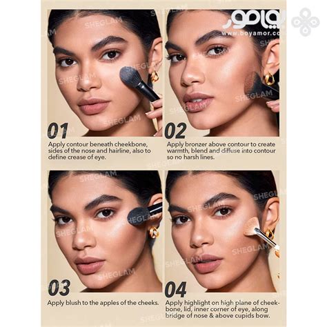 پالت کانتور برنزر و هایلایتر خشک شیگلم مدل STERE FACE SIX رنگ NUDE