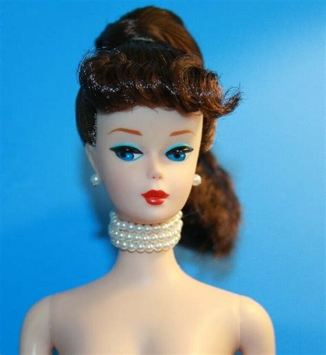 Barbie BRUNETTE Ponytail NUDE Doll With Pearl Choker Vintage Reproduction REPRO Mattel Doll