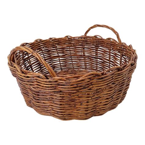 Large Size Vintage Hand Woven Wicker Two Handle Laundry Basket Chairish