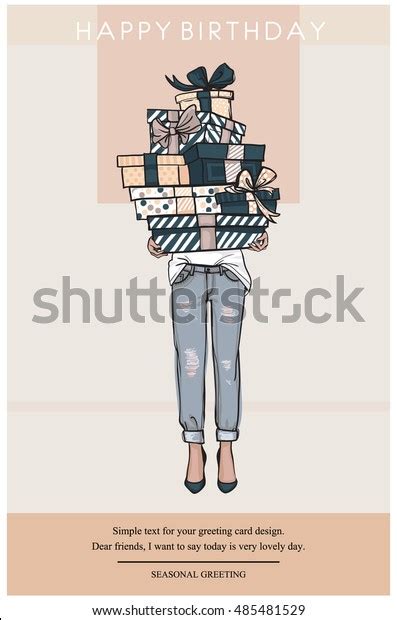Happy Birthday Card Beige Natural Nude Stock Vector Royalty Free 485481529 Shutterstock