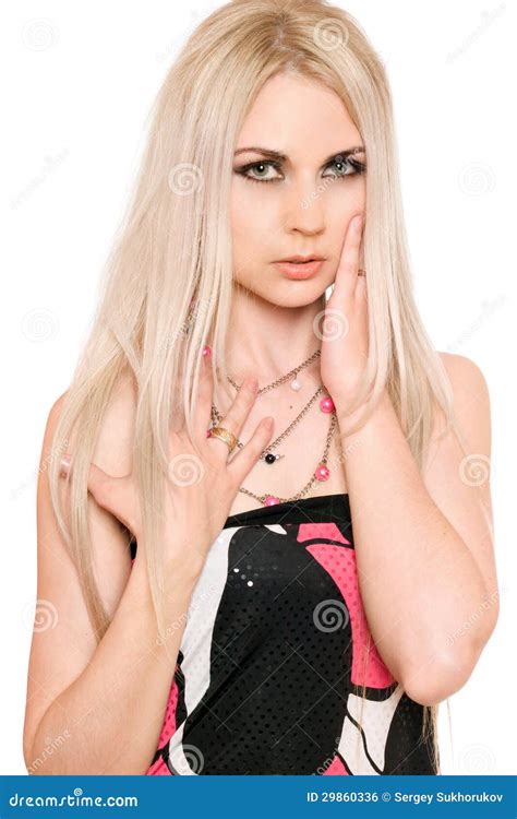 Portret Van Perfecte Jonge Blonde Ge Soleerdg Stock Foto Image Of Hartstochtelijk