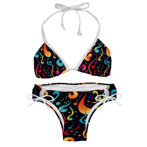 Note Detachable Sponge Adjustable Strap Bikini Set Two Pack Swimsuit Suit Beach Pool Party