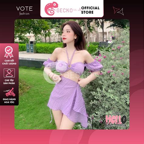 HCM Combo 3 Món Bikini Đồ Bơi GECKO Xốp Đi Biển 4CB03 A Ảnh Thật 10 Màu Shopee Việt Nam