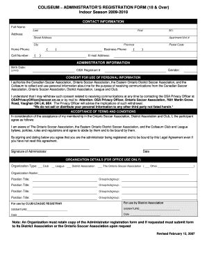 Fillable Online Coliseum Bcoliseumb Administrators Registration Form