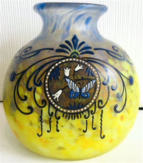 Legras P Te De Verre Vase With Polychrome Spots And Art Nouveau